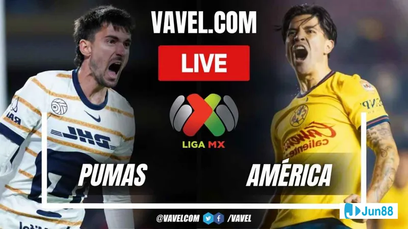 Cầu thủ của Club America tung cú sút mạnh vào khung thành của UNAM Pumas Cầu thủ của Club America tung cú sút mạnh vào khung thành của UNAM Pumas